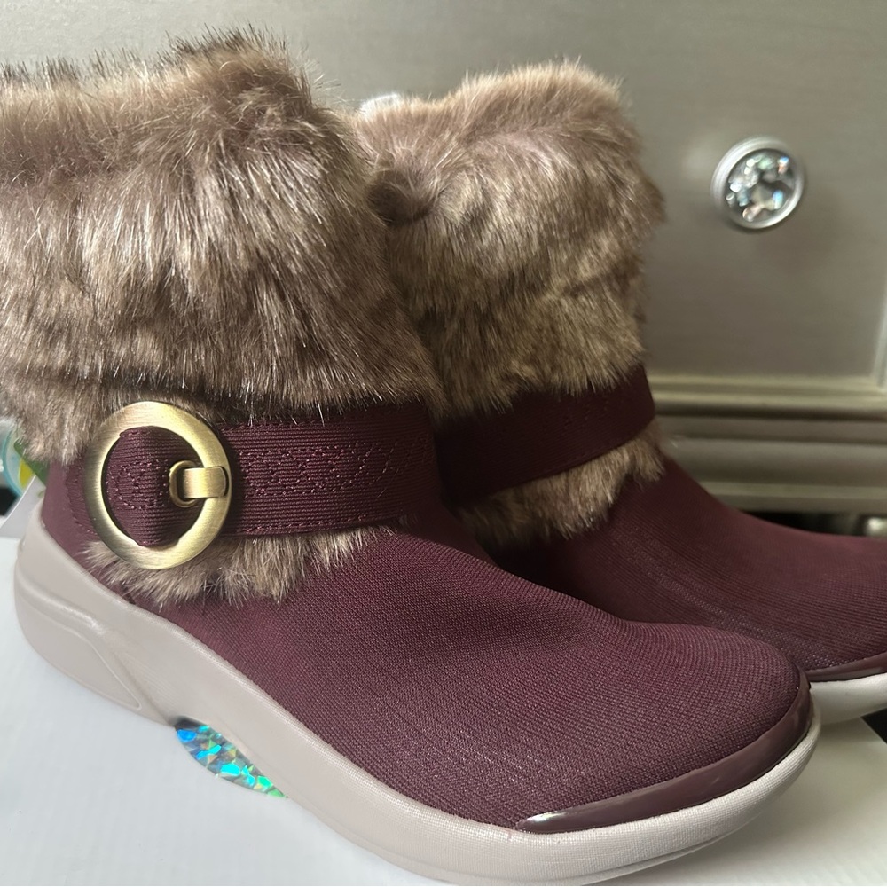 Bzees Burgundy Boots with Faux Fur